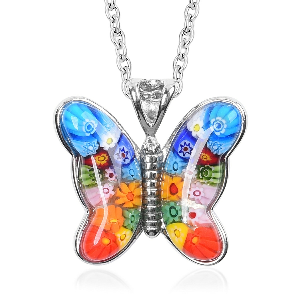 Murano Butterfly Pendant Necklace